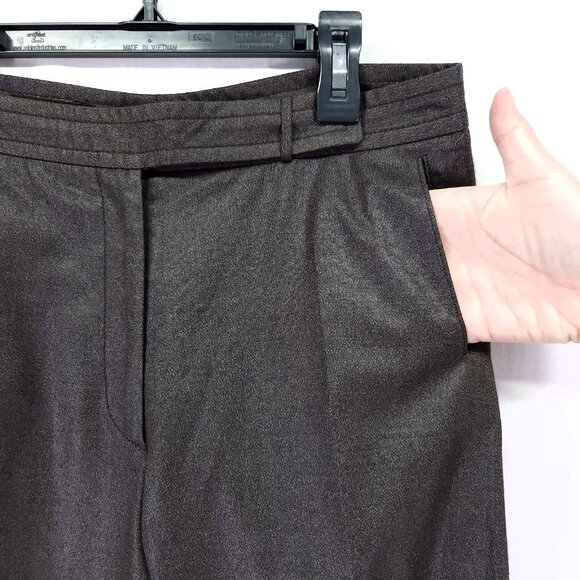 Marlowe Wool Dress Pants Womesn 8 Wide Leg Brown Designer Made In Italy - Picture 9 of 14
